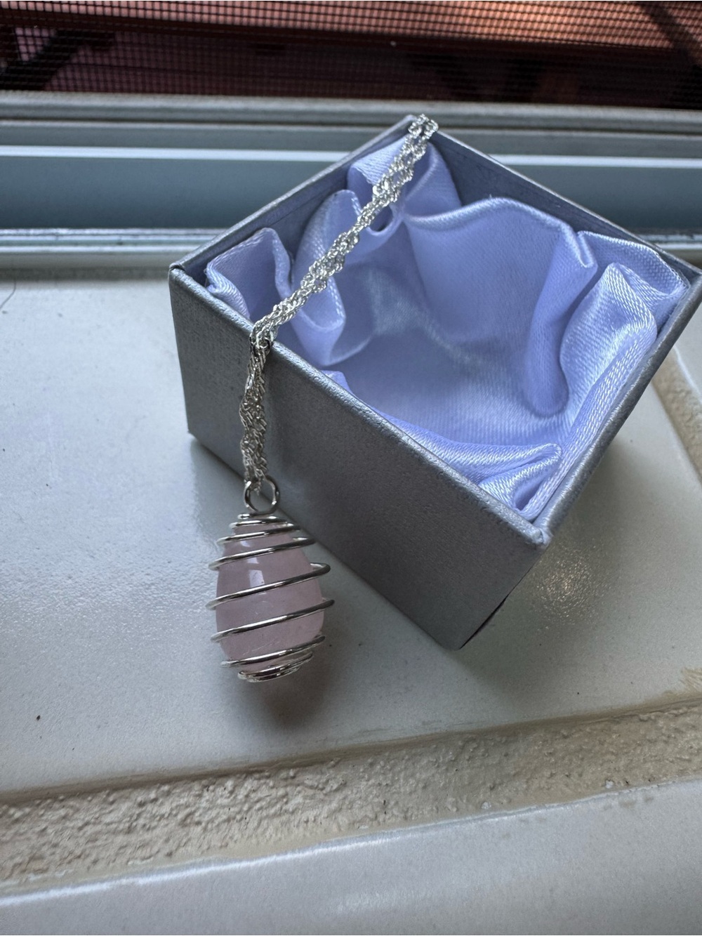 Rose Quartz Pendant on a Sterling Silver Chain